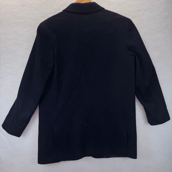 Vtg Navy Blue Wool Cashmere Blazer Gold Buttons Sz XS Preppy Academia Classic - Picture 2 of 4